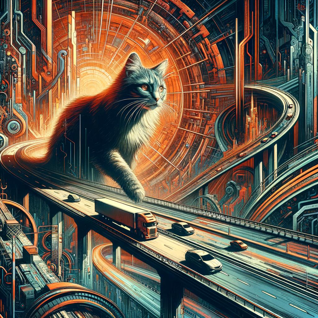 Heading 1: A Stray Cat's Dangerous Journey on the ‍Highway